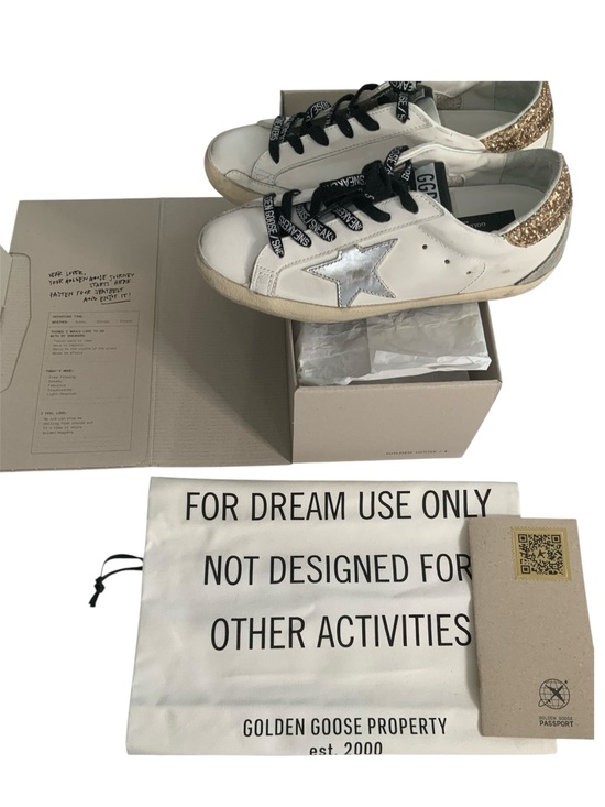 Golden Goose Shoes - Golden Goose White Low-Top Sneakers with Silver Star and Gold Heel